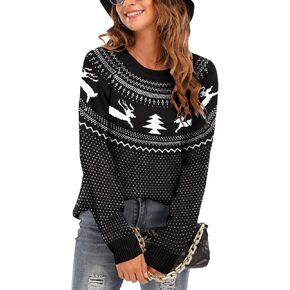 Women's Fair Isle Sweaters Long Sleeve Crew Neck Loose Casual Pullover Sweater in Kuwait