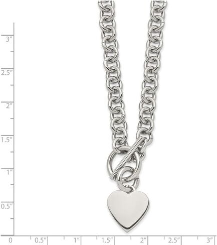 Stainless Steel Polished Heart Toggle on an Open Link Chain Necklace for Women 18"", White, AFJ-QG-SRN1465-18-PK in Saudi Arabia