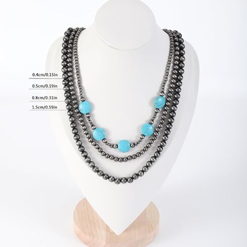Navajo Pearl Necklace Turquoise Necklaces for Women Western Jewelry, Suitable for Birthday Parties, Handmade, Specially Designed for Women in Saudi Arabia