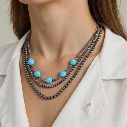 Navajo Pearl Necklace Turquoise Necklaces for Women Western Jewelry, Suitable for Birthday Parties, Handmade, Specially Designed for Women in Saudi Arabia