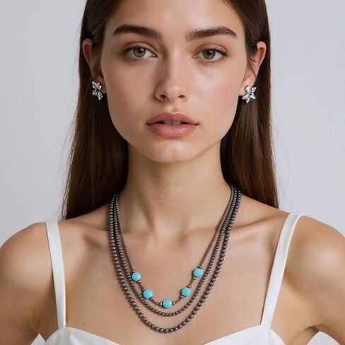 Navajo Pearl Necklace Turquoise Necklaces for Women Western Jewelry, Suitable for Birthday Parties, Handmade, Specially Designed for Women in Saudi Arabia