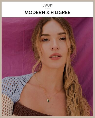 LUUK LIFESTYLE قلادات من الفولاذ المقاوم للصدأ مع قلادة كريستال زجاجية ملونة، بطاقة السعادة، مجوهرات نسائية، تصميم بسيط، فكرة هدية، عيد الحب، ذهبي وفضي in Kuwait