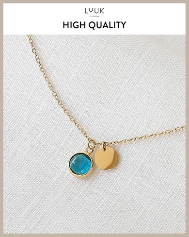 LUUK LIFESTYLE قلادات من الفولاذ المقاوم للصدأ مع قلادة كريستال زجاجية ملونة، بطاقة السعادة، مجوهرات نسائية، تصميم بسيط، فكرة هدية، عيد الحب، ذهبي وفضي in Kuwait