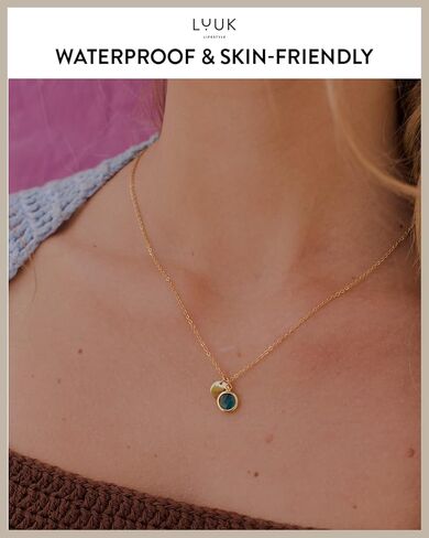 LUUK LIFESTYLE قلادات من الفولاذ المقاوم للصدأ مع قلادة كريستال زجاجية ملونة، بطاقة السعادة، مجوهرات نسائية، تصميم بسيط، فكرة هدية، عيد الحب، ذهبي وفضي in Kuwait