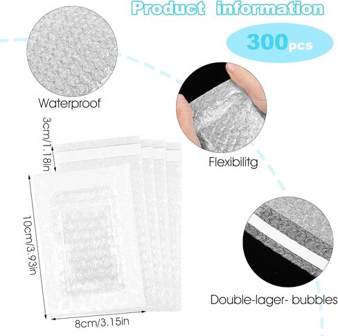 300Pcs Bubble Wrap Bags 4 x 6 Inch Clear Bubble Out Bags Self Sealing Bubble Wrap Pouches Double Wall Bubble Pouch Bag for Moving and Storage in Kuwait