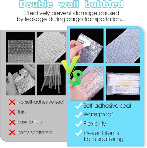 300Pcs Bubble Wrap Bags 4 x 6 Inch Clear Bubble Out Bags Self Sealing Bubble Wrap Pouches Double Wall Bubble Pouch Bag for Moving and Storage in Kuwait