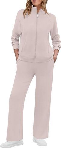 XIEERDUO Women's 2 Piece Lounge Sets Full Zip Up Sweatsuit Wide Leg Tracksuit Workout Outfits Fashion Airport Wear in Saudi Arabia
