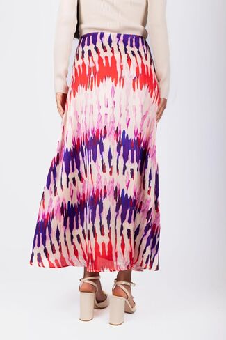 Sylvie Skirt – Elegant Midi Skirt for Women, Ruched High-Waist, Flowy Feminine Silhouette (Purple Multi) in Saudi Arabia