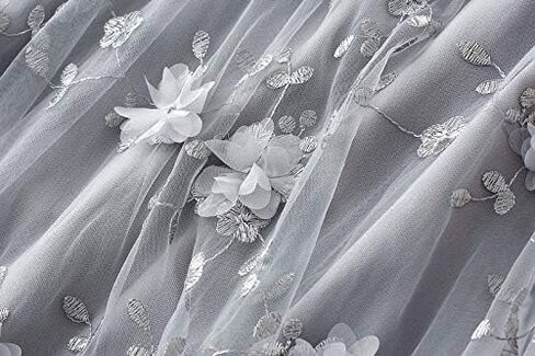 Womens Foral Tulle Skirt Elastic High Wasit Embroidery Floral Mesh Tutu A-Line Midi Skirts in Saudi Arabia