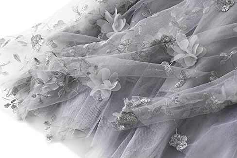 Womens Foral Tulle Skirt Elastic High Wasit Embroidery Floral Mesh Tutu A-Line Midi Skirts in Saudi Arabia