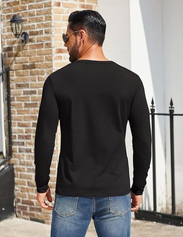 قمصان رجالي من COOFANDY من Henley مصنوعة من القطن بأكمام طويلة ورقبة على شكل حرف V وأزرار أساسية كاجوال سادة in Saudi Arabia