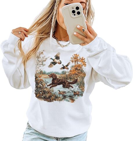 Vintage Boykin Spaniel & Mallard Duck Sweatshirt - Cozy Outdoor Fall Hunting Scene Pullover for Bird Dog & Nature Lovers in Saudi Arabia