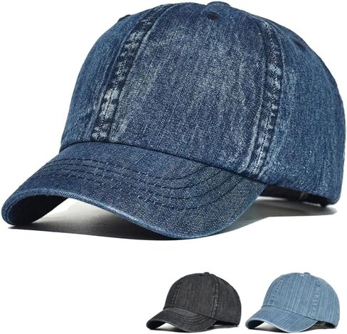 Short Brim Denim Baseball Cap Men Women Dad Hat Casual Adjustable Trucker Style Hat in Saudi Arabia