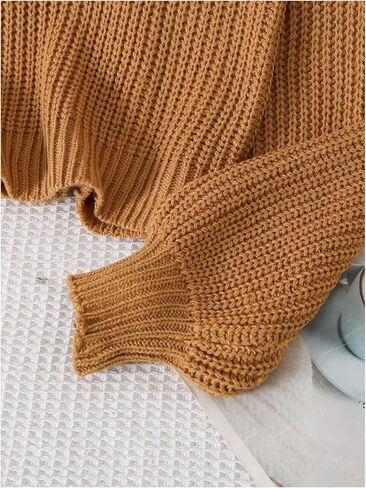 Girl's Cropped Sweaters Long Sleeve Pullover Jumper Tops Knitwear Fall Outfits in Saudi Arabia