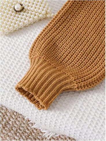 Girl's Cropped Sweaters Long Sleeve Pullover Jumper Tops Knitwear Fall Outfits in Saudi Arabia