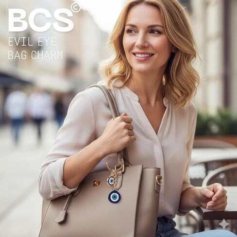 BCS Evil Eye Keychain Bag Charm - Good Luck & Protection Amulet - Car Keyring Purse Accessories for Women in Kuwait