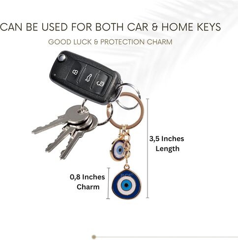BCS Evil Eye Keychain Bag Charm - Good Luck & Protection Amulet - Car Keyring Purse Accessories for Women in Kuwait