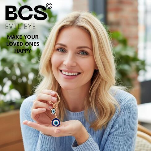 BCS Evil Eye Keychain Bag Charm - Good Luck & Protection Amulet - Car Keyring Purse Accessories for Women in Kuwait