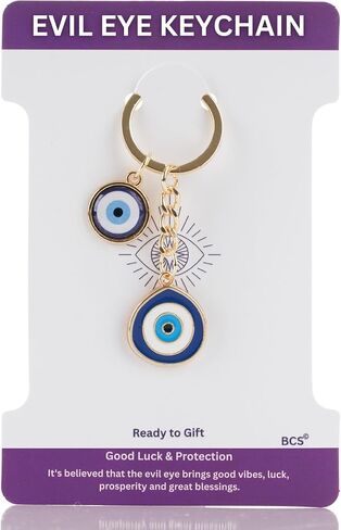 BCS Evil Eye Keychain Bag Charm - Good Luck & Protection Amulet - Car Keyring Purse Accessories for Women in Kuwait