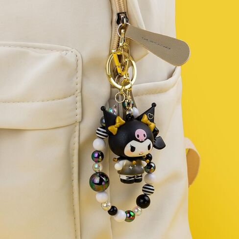 YJacuing 2 قطعة سلسلة مفاتيح مطرزة على شكل أرنب لطيف، سوار معصم قابل للتجميع من الرسوم المتحركة مع سحر فيونكة للنساء، أرجواني وأسود in Kuwait