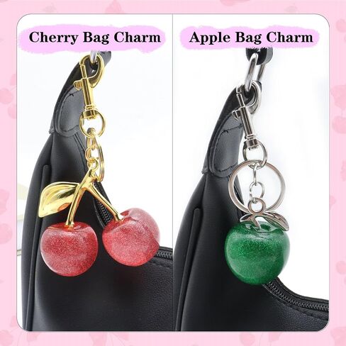 Cherry Bag Charm Set 12 pcs Cute Cherry Keychain Cherries Purse Charms for Women Gold Red Black Key Chain Accessories in Saudi Arabia