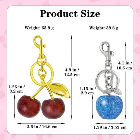 Cherry Bag Charm Set 12 pcs Cute Cherry Keychain Cherries Purse Charms for Women Gold Red Black Key Chain Accessories in Saudi Arabia