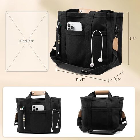 Tote Bags Unisex Extra Large Work Canvas Bag Multi-Pocket Utility Design with Shoulder Carry Options for Work and Daily Use in Saudi Arabia