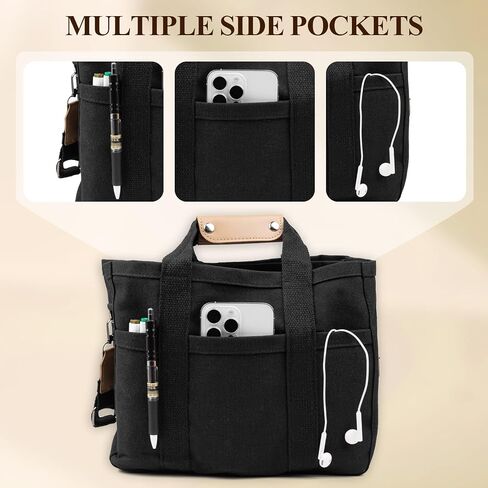 Tote Bags Unisex Extra Large Work Canvas Bag Multi-Pocket Utility Design with Shoulder Carry Options for Work and Daily Use in Saudi Arabia
