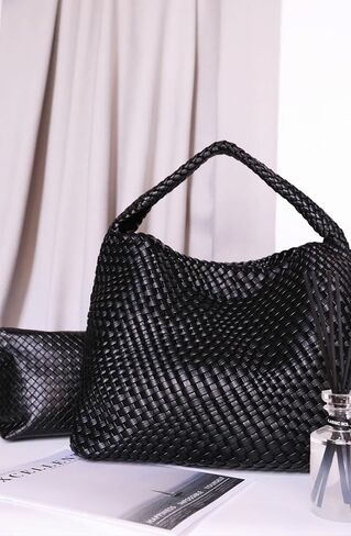 Woven Tote Bag For Women,Large Vegan Leather Handbag,Summer Beach Travel Handbag in Saudi Arabia