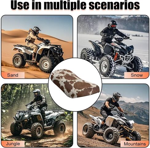 غطاء مقعد ATV مقاوم للماء، طباعة بقرة بنية، غطاء مقعد ذو أربع عجلات، ملحقات ATV عالمية تناسب رياضي رانشر فورمان تشويش إذاعي كودياك بولاريس تشويش إذاعي in Kuwait