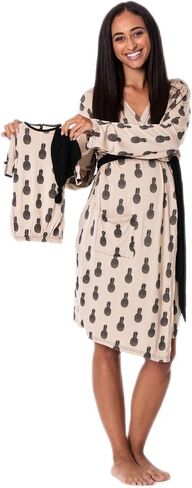 KICKEE Women’s Maternity/Nursing Robe with Layette Gown Set, Super Soft Viscose from Bamboo in Saudi Arabia