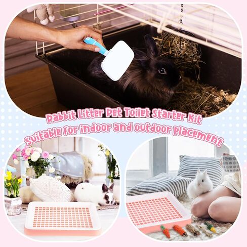 19 Pcs Rabbit Starter Kit Small Rabbit Litter Box Animal Grooming Kit Bunny Toys Bowl Blankets with Cleaning Set for Guinea Pig Bunny Accessories in Kuwait