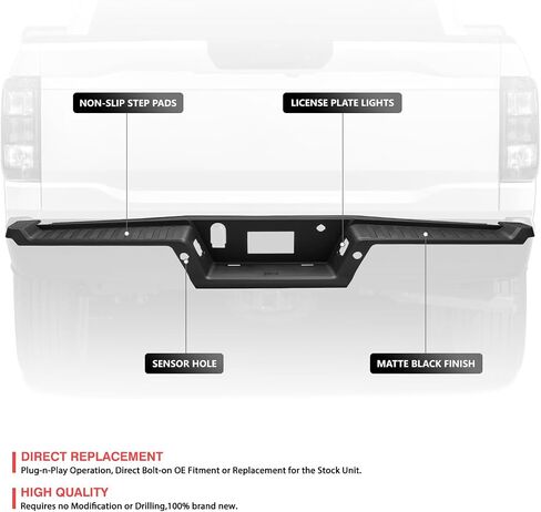 DNA MOTORING Rear Bumper Compatible with Ford F150 2021-2023, w/Sensor Holes; w/Tow Package, Black, RBUM-F15021-TP-04 in Saudi Arabia
