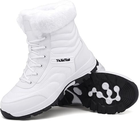 Men's Pu Waterproof Fur Lined Snow Boots Winter Warm Lace-Up Non-Slip Outdoor Warm Boots Suitable for Work Walking Hiking in Saudi Arabia