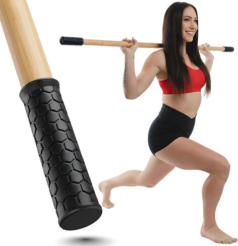 عصا اليوجا مصنوعة من الخيزران الطبيعي - عصا التمدد بطول 5 أقدام - عصا التمدد بمقابض غير قابلة للانزلاق للتنقل والتوازن والمرونة والعلاج الطبيعي - الوصول إلى أكثر من 20 دليل فيديو وملفات PDF عبر الإنترنت in Kuwait