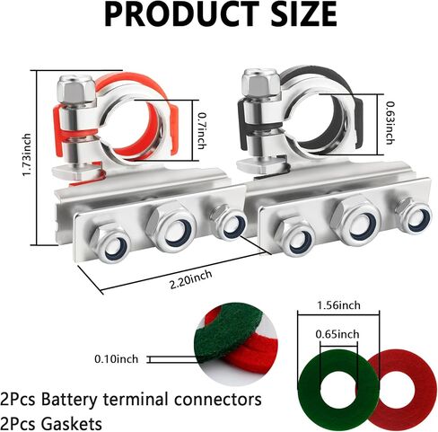 2PCS Negative & Positive Battery Terminal Connectors,3 Way Car Battery Cable Ends Provides a Multi-Port Connection Cables,Heavy Duty Car Accesories Kit with Washers in Saudi Arabia