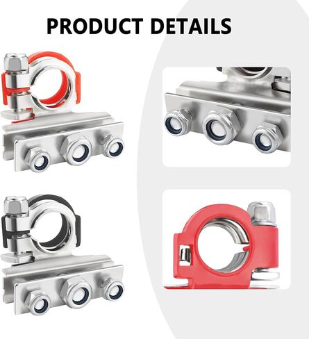 2PCS Negative & Positive Battery Terminal Connectors,3 Way Car Battery Cable Ends Provides a Multi-Port Connection Cables,Heavy Duty Car Accesories Kit with Washers in Saudi Arabia