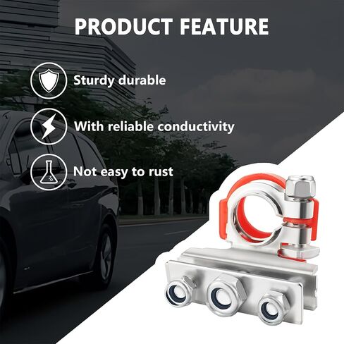 2PCS Negative & Positive Battery Terminal Connectors,3 Way Car Battery Cable Ends Provides a Multi-Port Connection Cables,Heavy Duty Car Accesories Kit with Washers in Saudi Arabia
