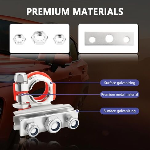 2PCS Negative & Positive Battery Terminal Connectors,3 Way Car Battery Cable Ends Provides a Multi-Port Connection Cables,Heavy Duty Car Accesories Kit with Washers in Saudi Arabia