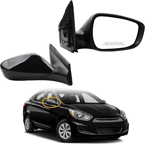 Dasbecan Left Driver Side Mirror Compatible with 2012-2017 Hyundai Accent Gloss Black Door Mirror with Power Glass, Manual Folding Replace# HY1320180 87610-1R210 876101R210 (3 pins) in Saudi Arabia
