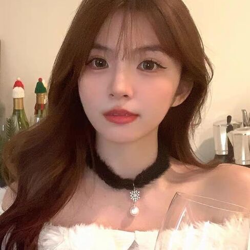 Snowflake Choker Necklace for Women Christmas Necklaces Fluffy Pom Pom Earrings Snowflake Pearl Pendant Earrings Winter Christmas Jewelry in Saudi Arabia