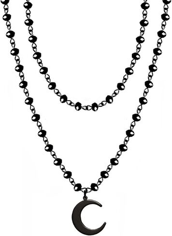 Gothic Moon Necklace Black Moon Pendant Layered Moon Choker Halloween Moon Jewelry for Women in Saudi Arabia
