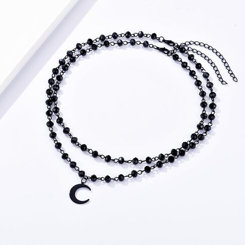 Gothic Moon Necklace Black Moon Pendant Layered Moon Choker Halloween Moon Jewelry for Women in Saudi Arabia