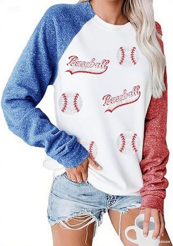 Baseball Sweatshirts for Women Cute Mom Baseball Shirt Crewneck Outfit Comfy Tops Casual Fall Clothes in Saudi Arabia
