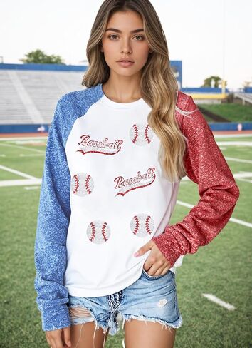 Baseball Sweatshirts for Women Cute Mom Baseball Shirt Crewneck Outfit Comfy Tops Casual Fall Clothes in Saudi Arabia