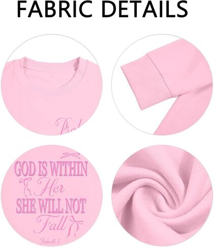 Christian Sweatshirts for Women Bible Verse Graphic Religious Shirts God is Within Her Long Sleeve Pullover Tops in Saudi Arabia