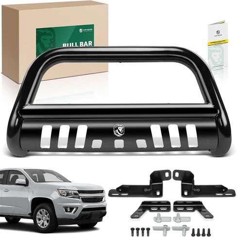 YHTAUTO 3 "Bull Bar Push Bar مع لوحة انزلاقية خفيفة تناسب موديلات Chevy & GMC، Silverado 2500 3500 11-18، Silverado/Sierra 2500 HD & 3500 HD 11-19، واقي فرشاة من سبائك الصلب للمصد الأمامي للشاحنة in Saudi Arabia