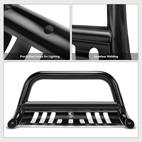 YHTAUTO 3 "Bull Bar Push Bar مع لوحة انزلاقية خفيفة تناسب موديلات Chevy & GMC، Silverado 2500 3500 11-18، Silverado/Sierra 2500 HD & 3500 HD 11-19، واقي فرشاة من سبائك الصلب للمصد الأمامي للشاحنة in Saudi Arabia