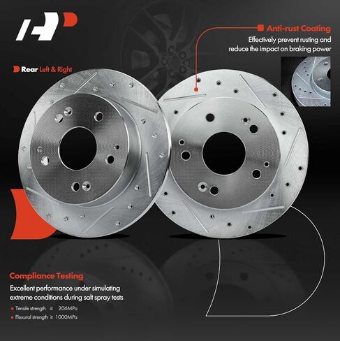 A-Premium 10.23 inch (260mm) Rear Solid Disc Brake Rotors Compatible with Select Honda and Acura Models - Accord 1998-2002, Civic 2004-2005, RSX 2002-2006, Integra 1997-1998 2000-2001, 2-PC Set in Saudi Arabia