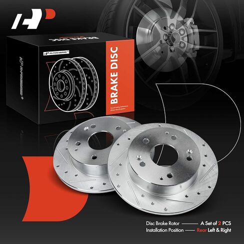 A-Premium 10.23 inch (260mm) Rear Solid Disc Brake Rotors Compatible with Select Honda and Acura Models - Accord 1998-2002, Civic 2004-2005, RSX 2002-2006, Integra 1997-1998 2000-2001, 2-PC Set in Saudi Arabia